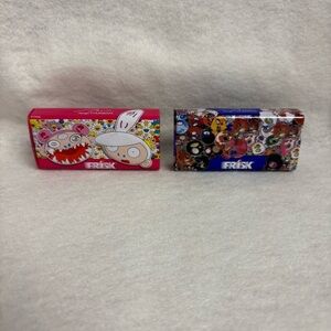 Set of 2 TAKASHI MURAKAMI x FRISK Empty Mint Tin Cans Containers 2016 Super Flat